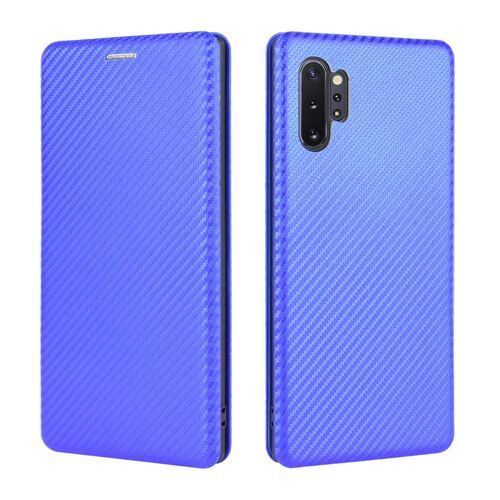 Étui Pour Samsung Galaxy Note 10 Pro(Note 10 )Note 10 Plus Coque En Cuir Folio Flip Protection Complète Avec Porte-Cartes Kickstand Insertion De Carte Fibre De Carbone Magnétique - Bleu