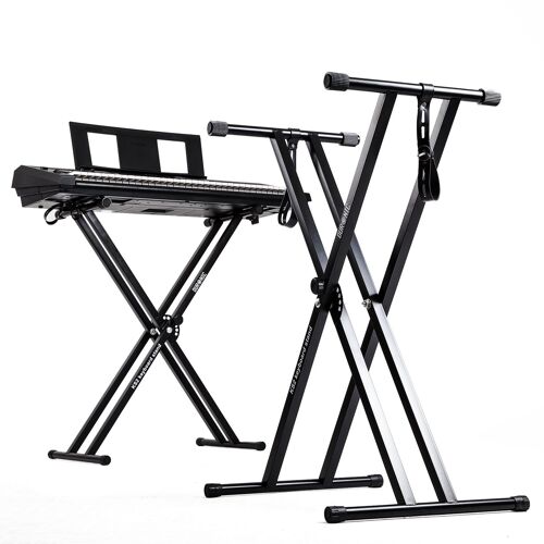 Duronic Ks2b Support Pour Synthétiseur Clavier Avec Vis Et Sangles De Fixation Hauteur Réglable Léger Supporte 30 Kg