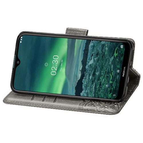 Étui Pour Nokia 2.3 Portefeuille Papillon Aile Multi-Couleur Affaires - Gris