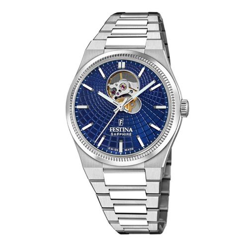 Montre Festina Rivé Automatique Acier Cadran Bleu Collection Swiss Made