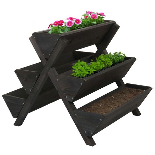 Jardinière Sur Pied, 5 Bacs 56x56x70 Outdoor Bois Mvg   Anthracite