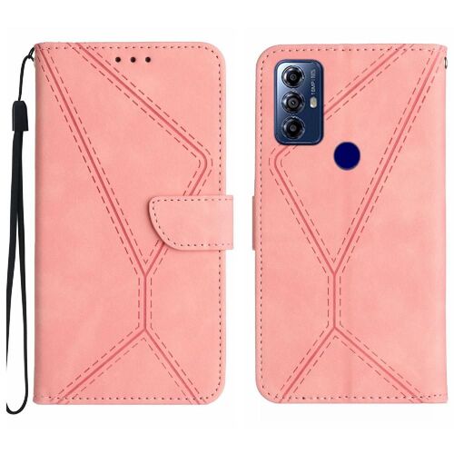 Étui Pour De Téléphone Motorola Moto G Pure 2021 Tpu De Haute Qualité Cuir Pu Doux Couture En Relief Portefeuille En Cuir - Couleur Rose