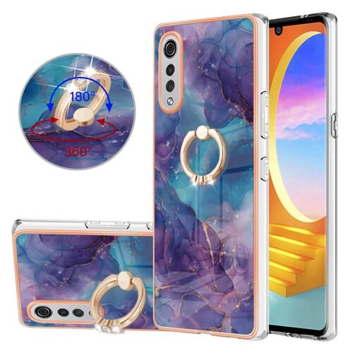 Étui Pour Lg Velvet Anneau Rotatif À 360 ° Pare-Chocs Marbre Tpu Résistant Aux Chocs Silicone - Violet