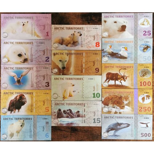 Lot 14 Billets 1 À 500 Polar Dollars - 2010 2017 Arctic Territories - Arctique