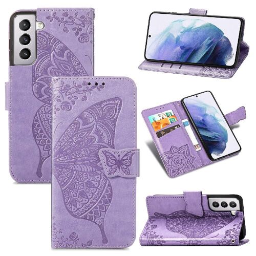 Étui Pour Samsung S21 Plus Affaires Portefeuille Papillon Aile Multi-Couleur - Violet Clair