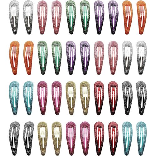 Kalanka-40pcs Pince A Cheveux Brillantes Metal Snap 5cm Barettes 10 Couleurs Barettes Enfant Bebe Fille Fillette Cheveux Accessoires Hair Clips Pour 3-5 Ans 