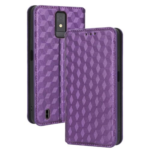 Étui Pour Zte Blade A32 Titulaire De Fentes Pour Cartes Portefeuille Fermeture Magnétique Cuir Pu Motif 3d - Violet