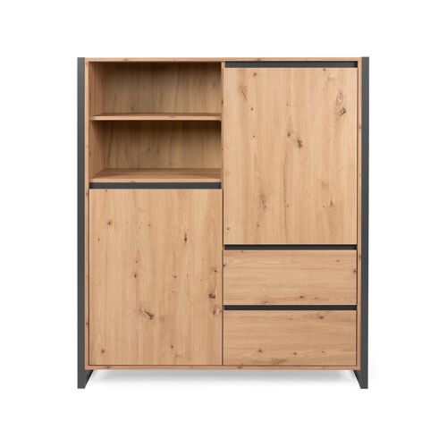 Buffet haut 2 portes 2 tiroirs L120 cm - Décor Bois Clair