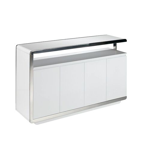 Buffet en bois blanc et acier inox