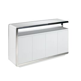 Buffet en bois blanc et acier inox
