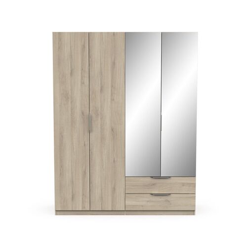 Armoire 4 Portes, 2 Tiroirs Et 2 Miroirs - L157,3 Cm