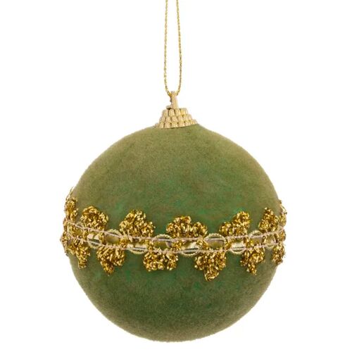 Boule de No¿l velours vert et dor¿ 8cm
