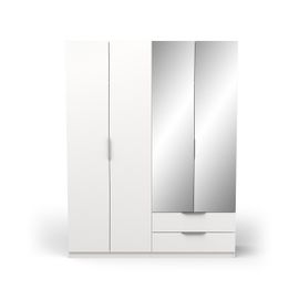 Armoire 4 Portes, 2 Tiroirs Et 2 Miroirs - L157,3 Cm