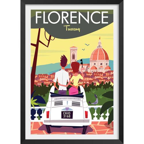 Affiche voyage ¿ florence avec cadre noir 40x60 cm