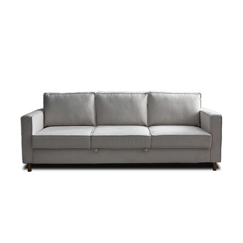 Canap¿ droit convertible 3 places en velours c¿tel¿ gris clair
