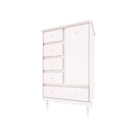 Commode 5 Tiroirs 1 Porte Blanc