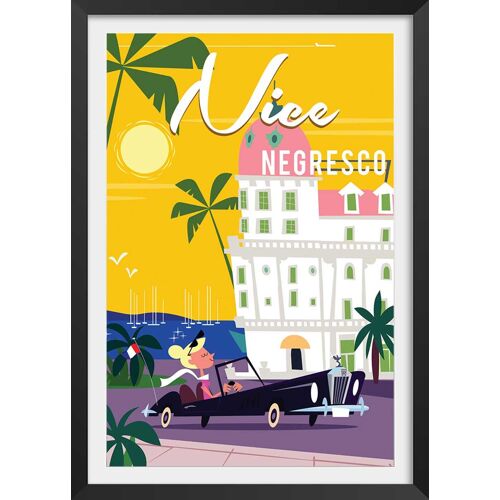 Affiche vacances ¿ Nice avec cadre noir 60x90cm