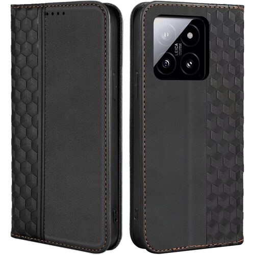 Coque pour Xiaomi 14 Pro, Motif Mosaïque Elégant Portefeuille Effet Cuir Noir - E.F.Connection