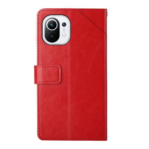 Étui Pour De Téléphone Xiaomi 11 Coque En Tpu Antichoc Livre De Couverture Pliable Bicante-Durable Portefeuille En Cuir - Rouge