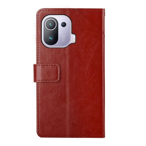 Étui Pour De Téléphone Xiaomi 11 Pro Portefeuille En Cuir Bicante-Durable Coque En Tpu Antichoc Livre De Couverture Pliable - Le Brun