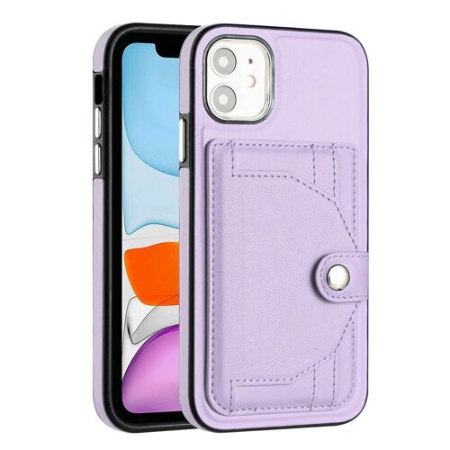 Étui Pour Iphone 11 Titulaire De La Carte Cuir Pu Premium Housse De Protection Pour Bécote - Violet
