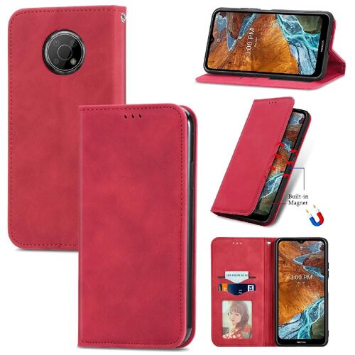 Étui Pour Nokia G300 Antichoc Portefeuille Étui En Cuir Couverture Rabotant Simple Entreprise - Rouge