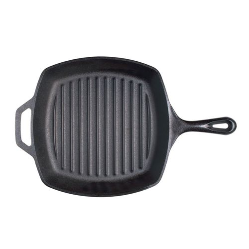 Lodge | Poêle grill carrée en fonte naturelle 26cm | Sain et sans PFAS | Tous feux dont induction, four & BBQ | Made in USA