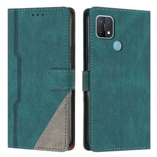 Étui Pour Oppo A15 / A15s Portefeuille Fermeture Magnétique Support Pratique Cuir Pu Couverture De Fentes Pour Cartes - Vert