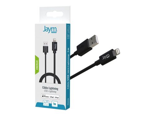 JAYM - Câble Lightning - USB mâle pour Lightning mâle - 1 m - noir