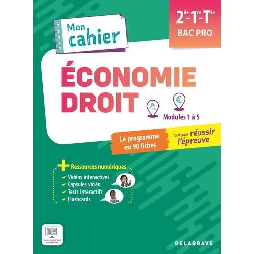 Economie-Droit 2de, 1re, Tle Bac Pro Mon Cahier - Modules 1 À 5, Pochette Élève