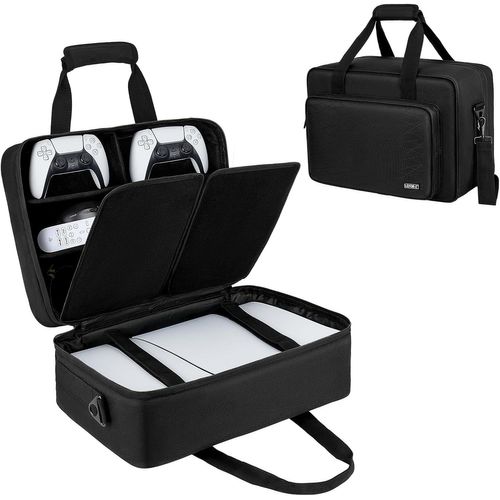 Sac PS5 Transport,Sac pour PS5,Sac de Rangement Compatible avec la Console et Disk,Digital Edition,Sac à Main pour Manette,Jeux,Casque de Jeu,Base de Console et Accessoires,Noir