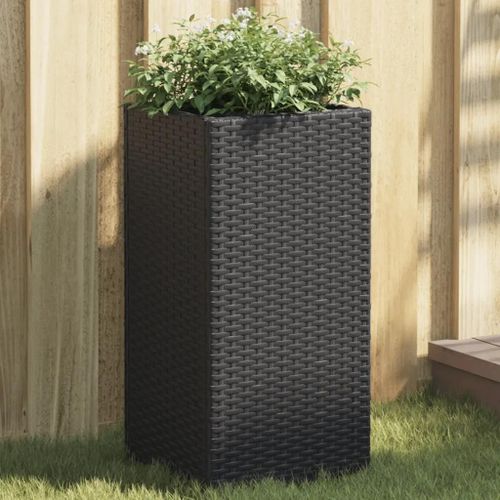 Prolenta Premium - Jardinières 2 Pcs Noir 30x30x60 Cm Résine Tressée