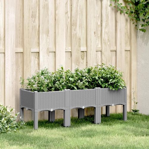 Prolenta Premium - Jardinière Avec Pieds Gris Clair 120x40x42 Cm Pp