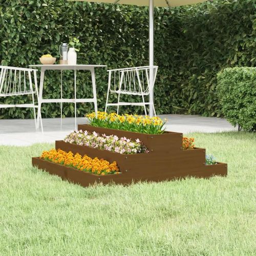 Prolenta Premium - Jardinière Marron Miel 80x80x27 Cm Bois Massif De Pin