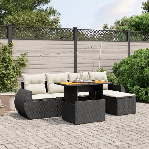 Vidaxl Salon De Jardin 6 Pcs Avec Coussins Noir Résine Tressée