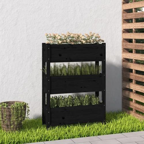 Prolenta Premium - Jardinière Noir 77x25x104,5 Cm Bois Massif De Pin