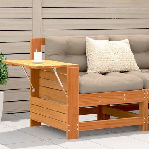 Vidaxl Canapé De Jardin Accoudoir Coussins Cire Marron Bois Pin Massif
