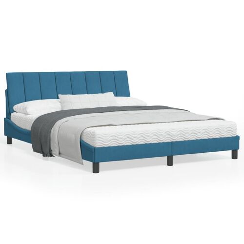 vidaXL Cadre de lit avec LED sans matelas bleu 160x200 cm velours
