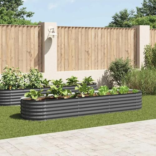 Prolenta Premium - Lit Surélevé De Jardin 320x80x44 Cm Acier Galvanisé Gris