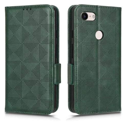 Étui Pour Google Pixel 3 Support De Visualisation Couverture Rabotant Portefeuille 3 Titulaire De La Carte Cuir Pu - Vert