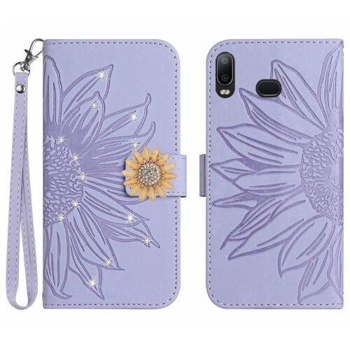 Étui Pour Coque De Téléphone Samsung Galaxy A10s Carte De Crédit Portefeuille Flip Coque En Tpu Antichoc Titulaire De La Carte Couverture En Cuir Pu - Violet Clair
