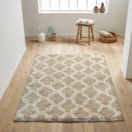 Tapis De Salon Shaggy 140*200 Cm Marron Avec Motif Tapis De Chevet Poils Longs Goodnice