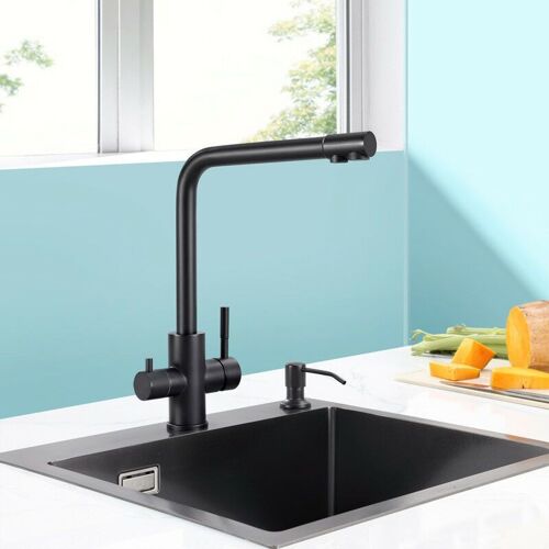 Robinet de cuisine 3 voies PURE-B, mitigeur 2 en 1 pratique avec 2 poignées de commande séparées goodnice