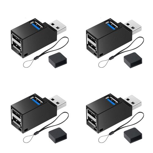 4 Pièces Hub USB Mini avec Multi Ports (1x USB 3.0, 2X USB 2.0), Adaptateur d'extension de répartiteur USB pour Ordinateur Portable MacBook Compatible avec clé USB imprimante Clavier Souris Casque