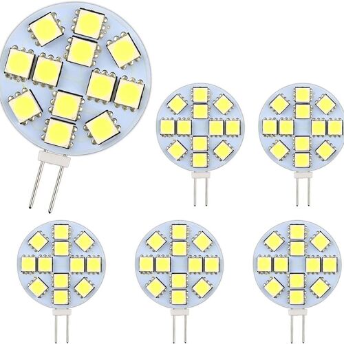 Ampoule Led G4 2w, Ac/Dc12-24v, 200lm, Lumière Blanche 6000k, 12x 5050smd, Ampoule Halogène 20w
