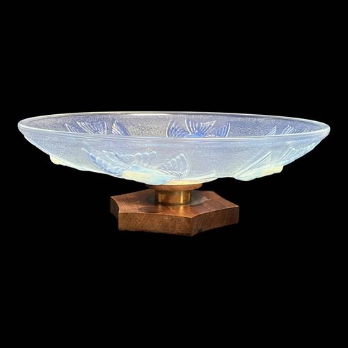 Art Dco Coupe Aux Oiseaux Verre Opalescent Signe Vers 1930 Transparent