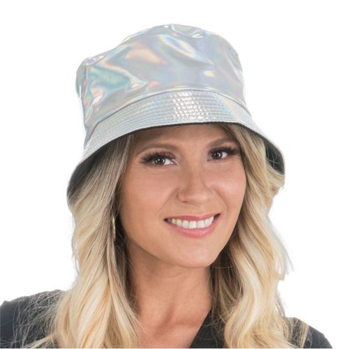 Chapeau Seau Bob Hip-Hop Irisé Argent Adulte
