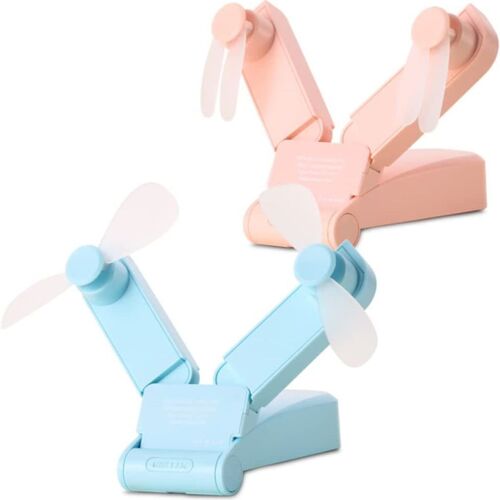 2 ventilateurs USB rechargeables portables (bleu et rose)
