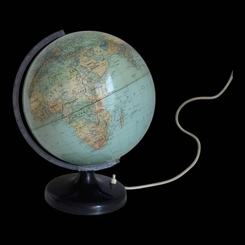 Globe vintage 1960 terrestre lampe Sdwest verlag Munchen 34 cm bleu