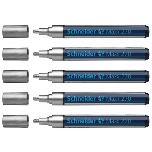 Schneider Lot De 5 Marqueurs Peinture Maxx 270 Pointe Ogive 2-3 Mm Argent